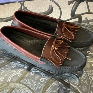 Cole Haan Black and Brown Tassel Slip-On Loafers